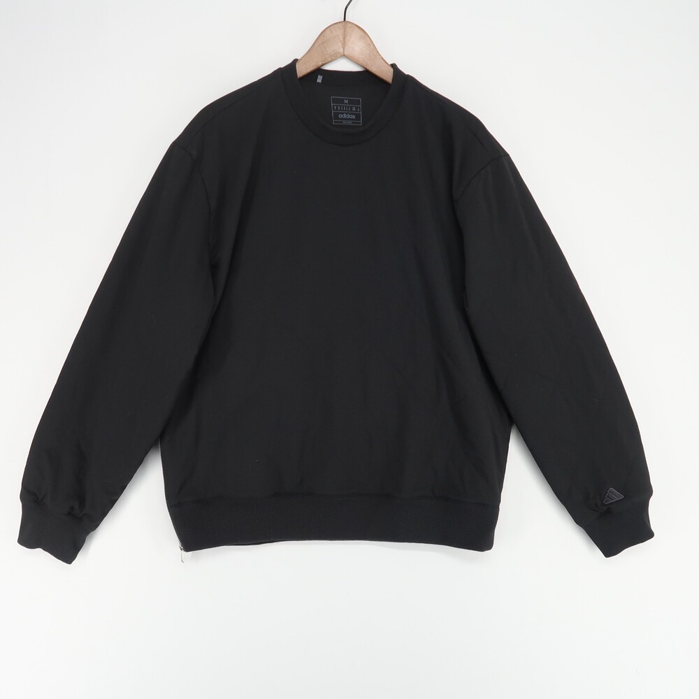 Adidas Go To Pullover Mens M Black Diamond Quilted Crewneck Side Zip Golf